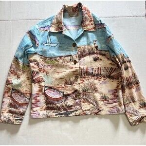 Vintage Life Style Art to Wear Womens Jacket Size L Beach Ocean Sailing Boho